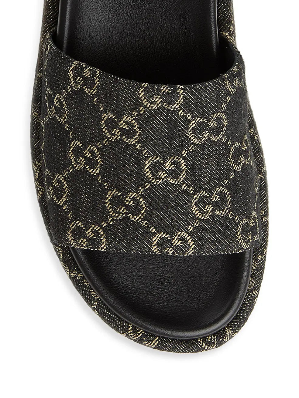 GUCCI ANGELINA GG SUPREME DENIM SLIDE SANDALS