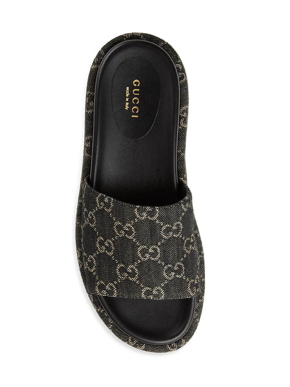 GUCCI ANGELINA GG SUPREME DENIM SLIDE SANDALS