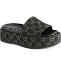 GUCCI ANGELINA GG SUPREME DENIM SLIDE SANDALS