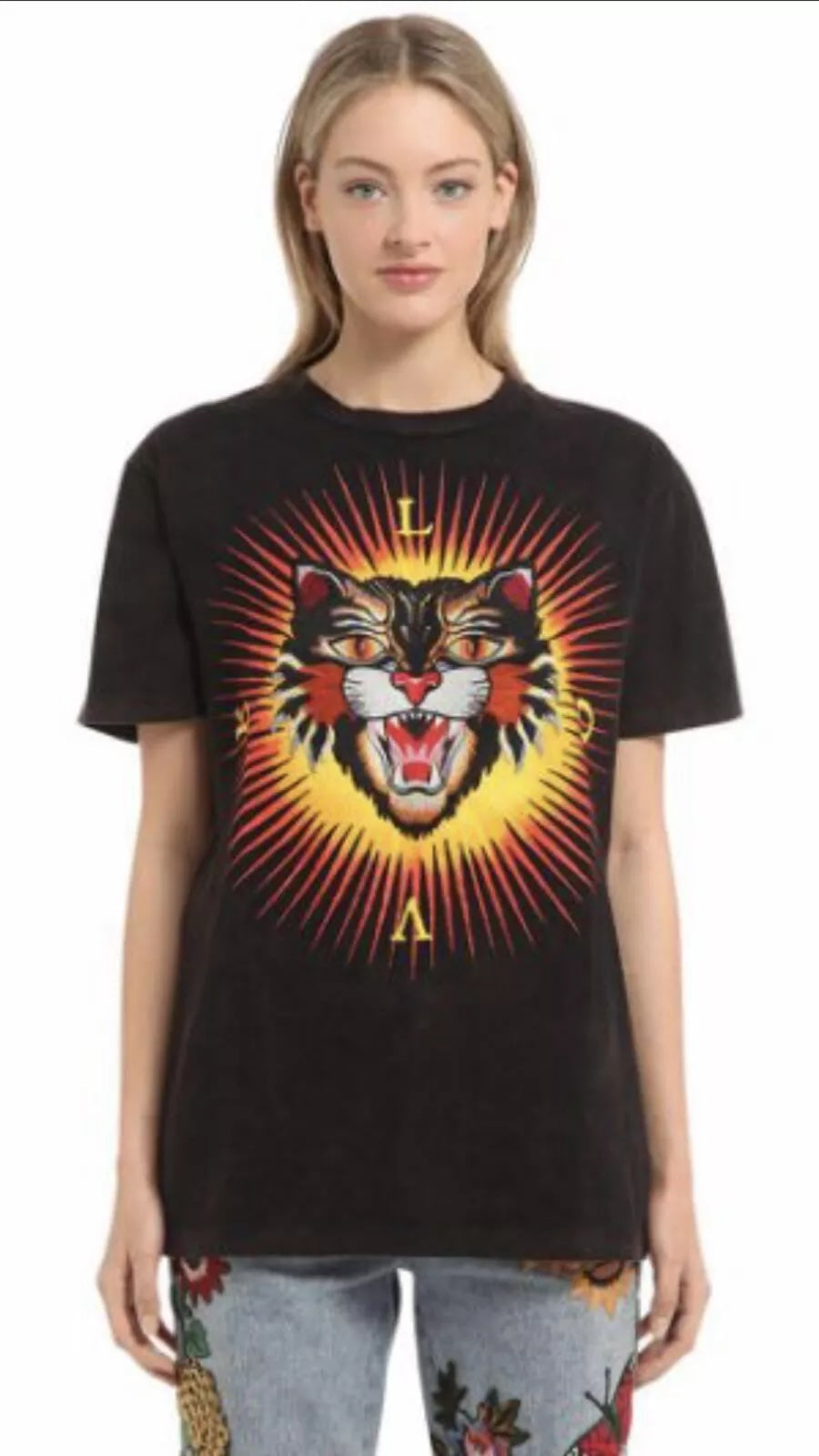 GUCCI ANGRY CAT COTTON JERSEY T-SHIRT