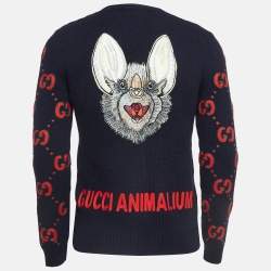 GUCCI ANIMALIUM EMBROIDERY BAT SWEATER