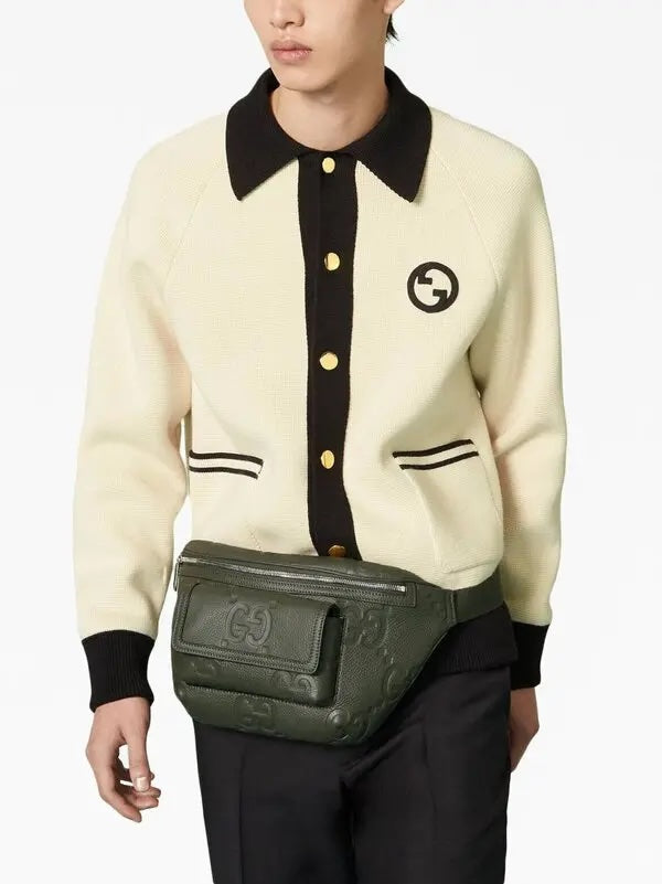 GUCCI JUMBO GG MONOGRAM EMBOSSED CALFSKIN BUM BAG
