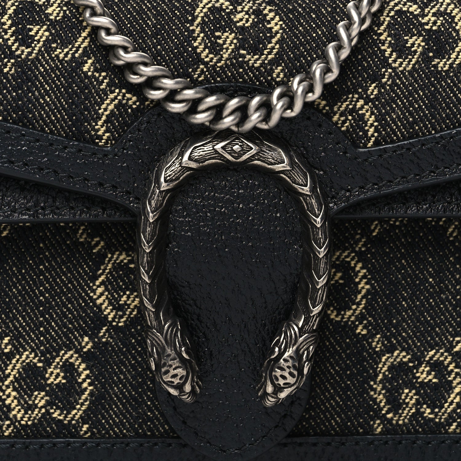 GUCCI GG MONOGRAM BLACK DENIM SUPER MINI DIONYSUS SHOULDER BAG