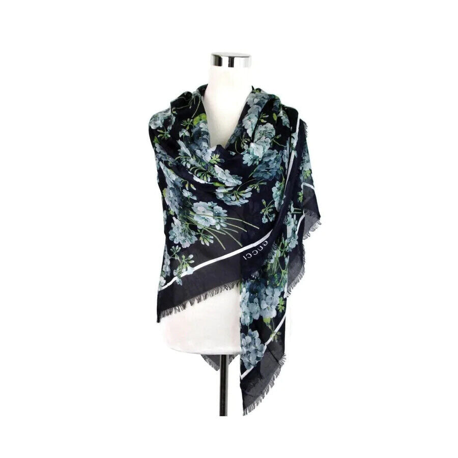 GUCCI BLOOM PRINT SILK MODAL SCARF SHAWL