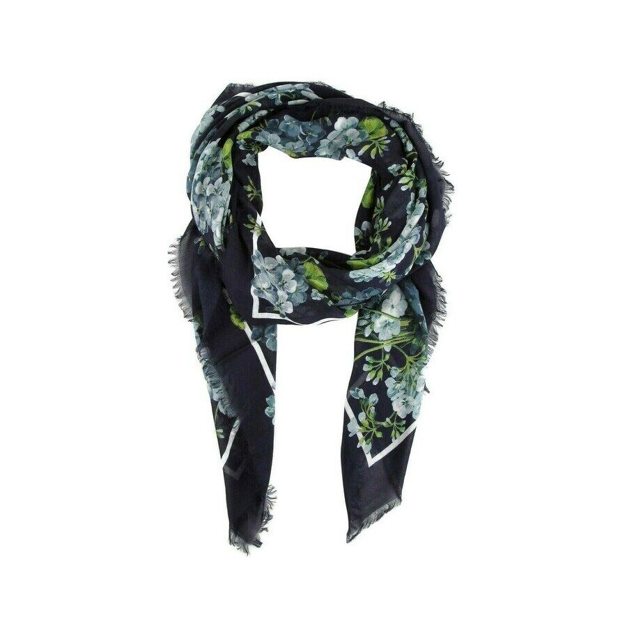 GUCCI BLOOM PRINT SILK MODAL SCARF SHAWL