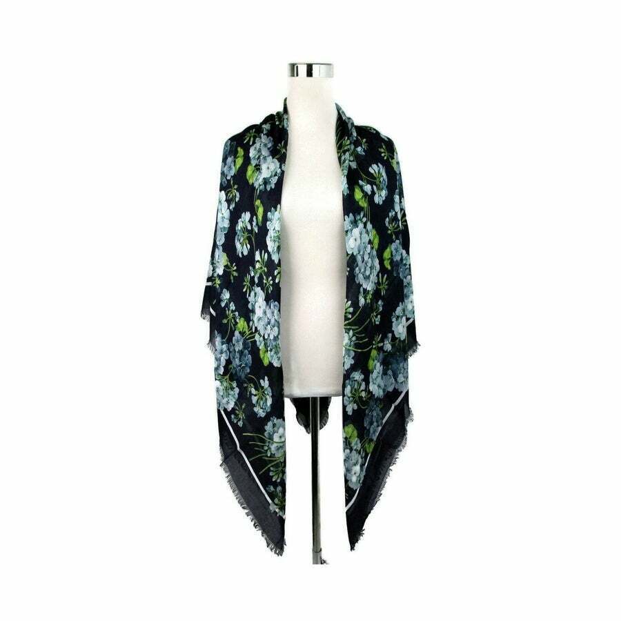 GUCCI BLOOM PRINT SILK MODAL SCARF SHAWL