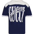 GUCCI KIDS POUNCING TIGER LOGO PRINT T-SHIRT
