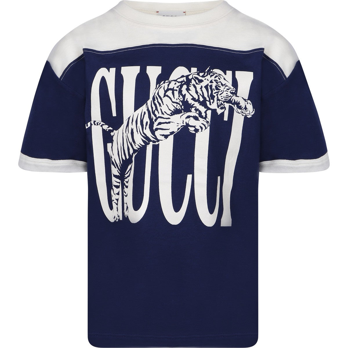 GUCCI KIDS POUNCING TIGER LOGO PRINT T-SHIRT