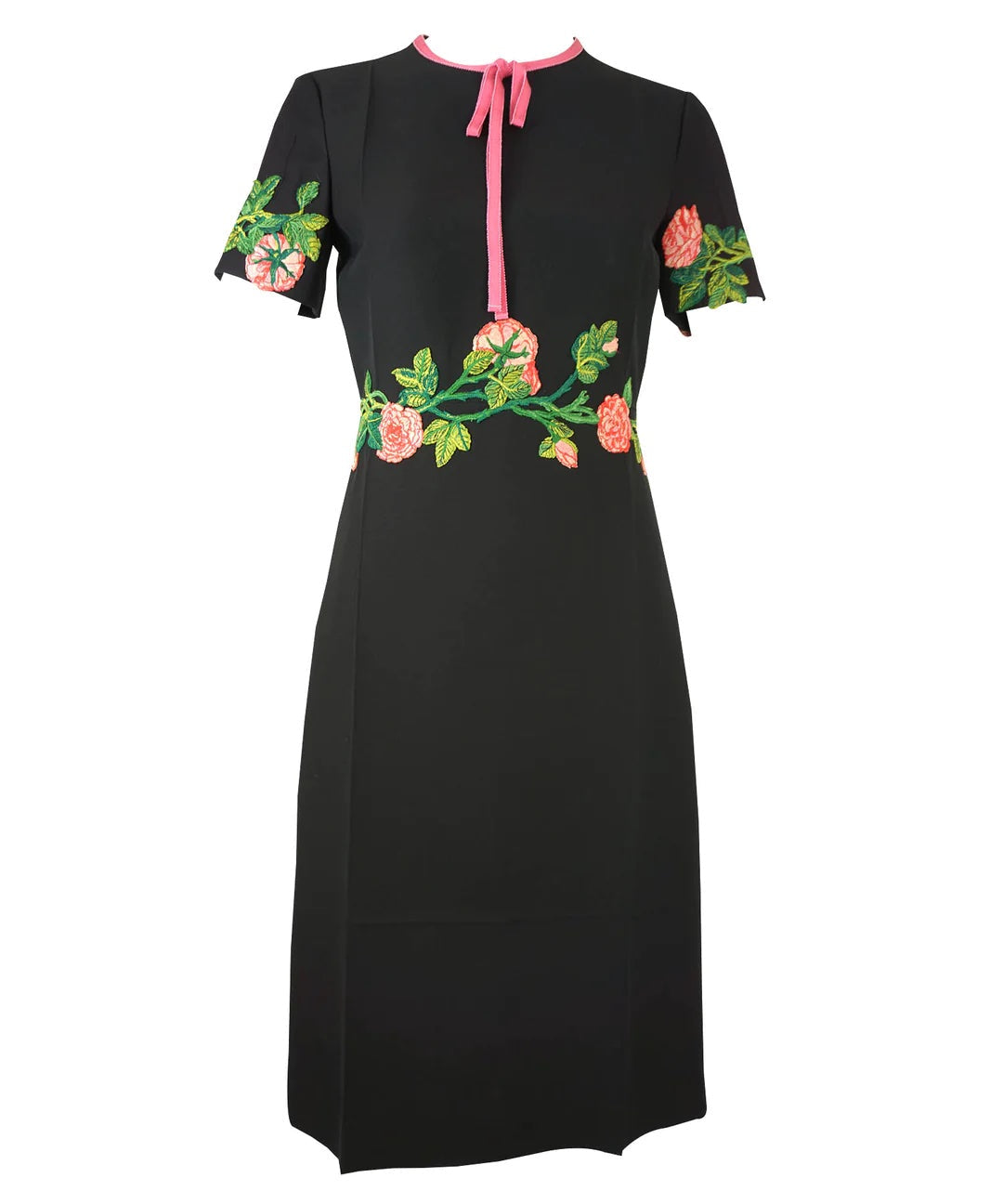 GUCCI CADY FLORAL CREPE SHORT SLEEVE DRESS