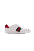 GUCCI CALFSKIN WEB HEART EMBROIDERED ACE SNEAKERS
