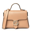 GUCCI INTERLOCKING G CALFSKIN TOP-HANDLE CAMELIA SHOULDER BAG