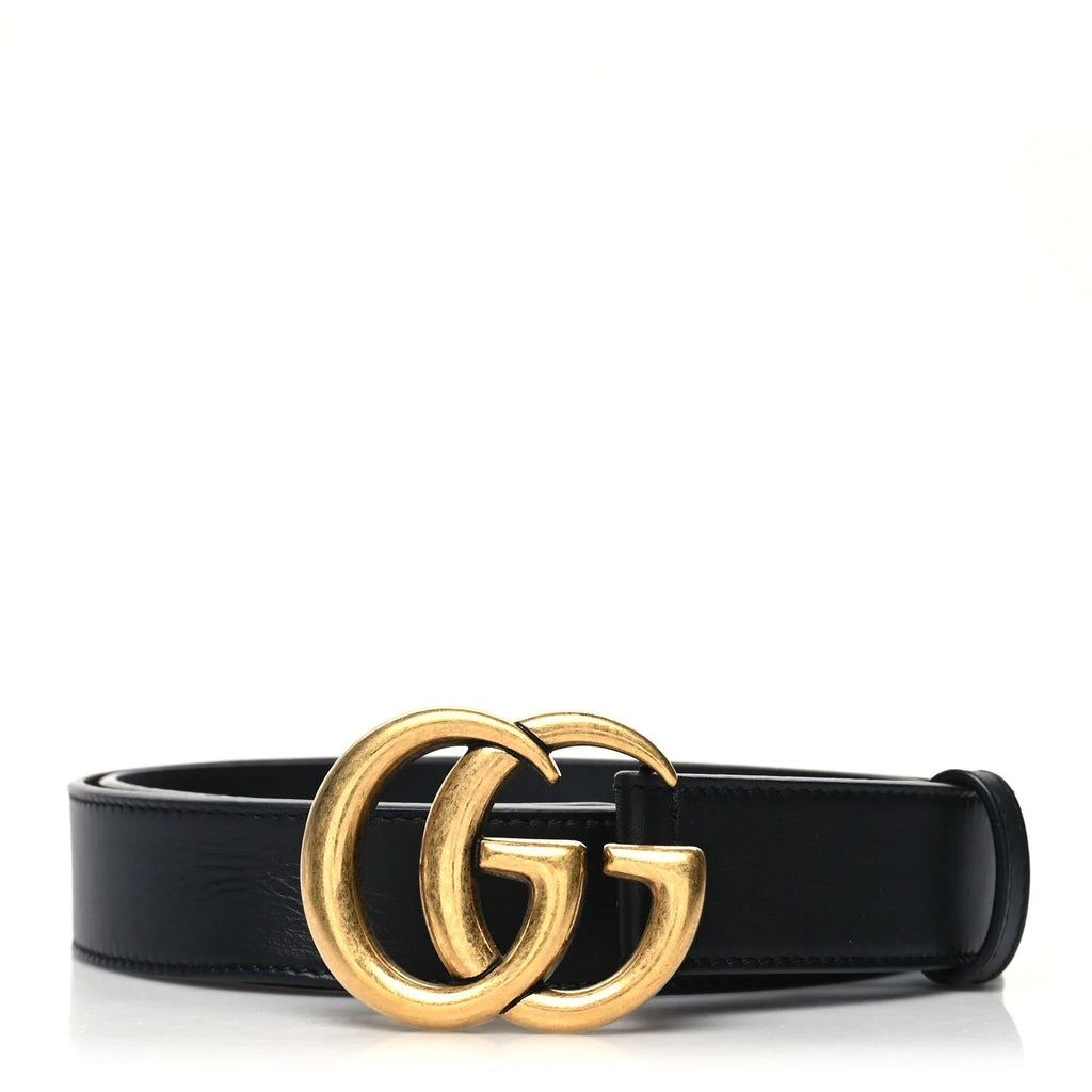 GUCCI GG MARMONT DOUBLE G CALFSKIN LEATHER BELT