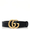 GUCCI GG MARMONT DOUBLE G CALFSKIN LEATHER BELT
