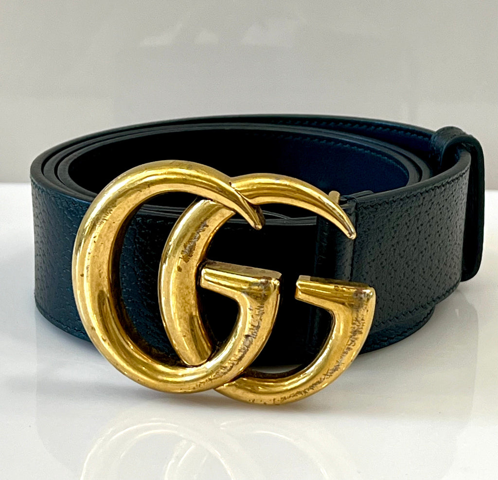 GUCCI GG MARMONT DOUBLE G CALFSKIN LEATHER BELT