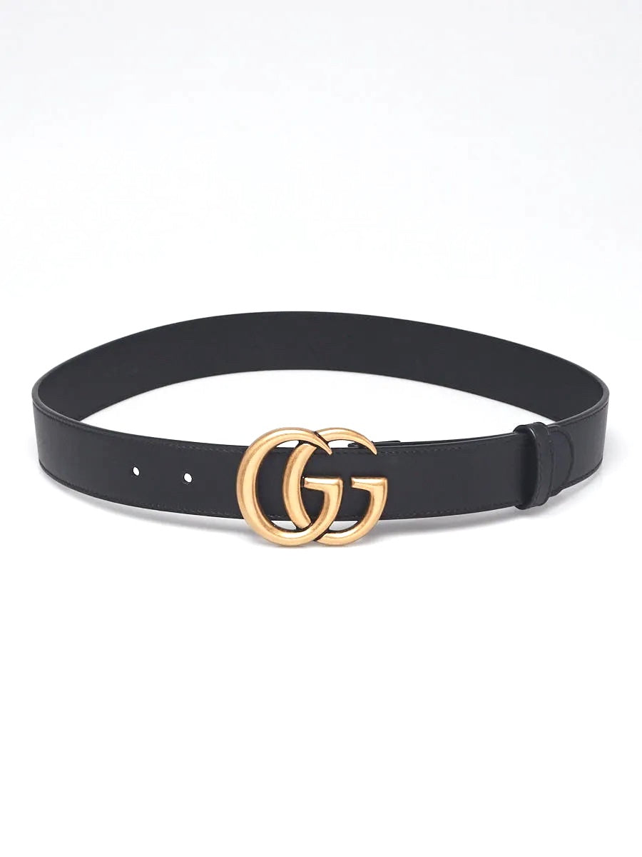 GUCCI GG MARMONT DOUBLE G CALFSKIN LEATHER BELT