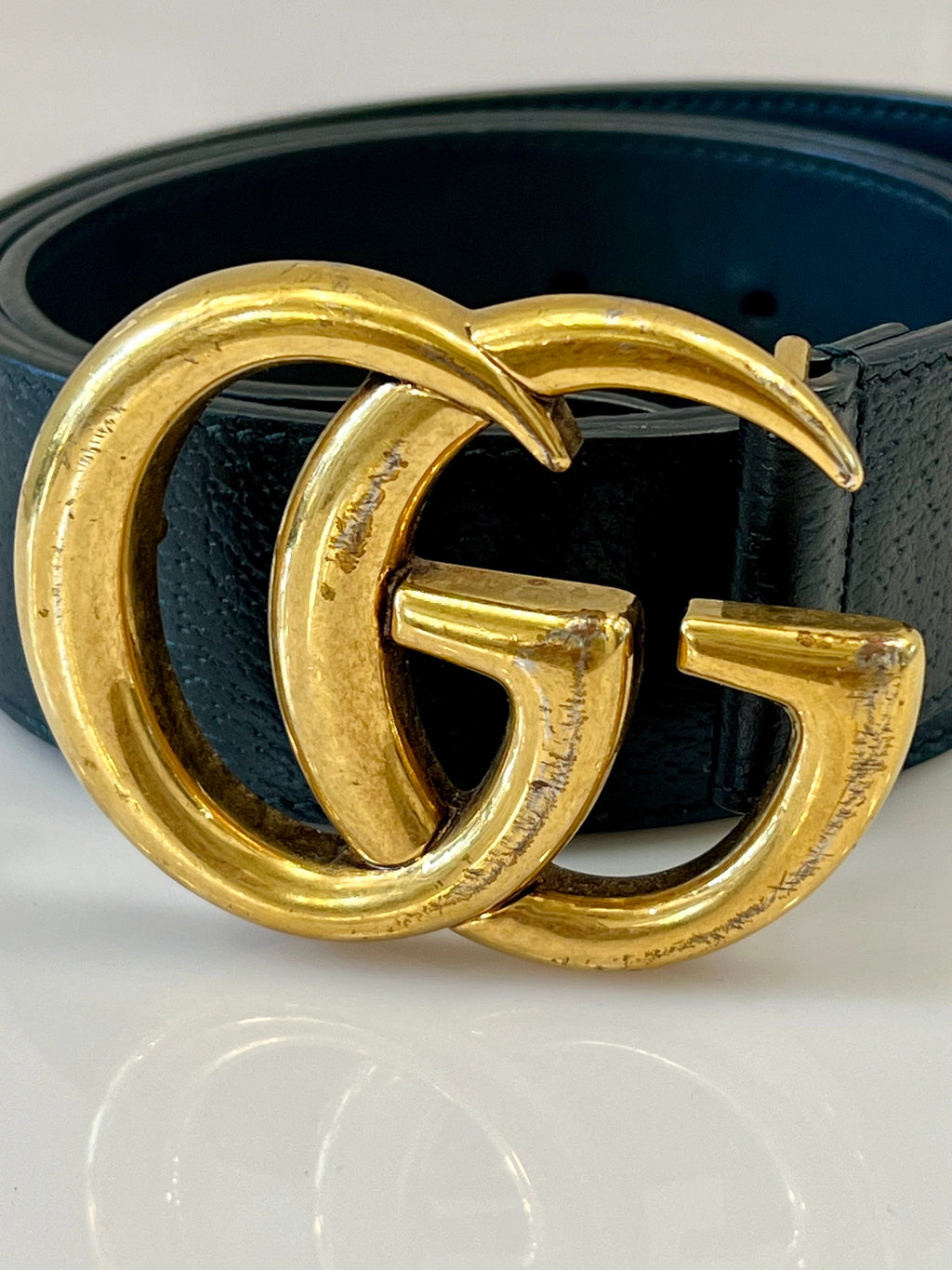 GUCCI GG MARMONT DOUBLE G CALFSKIN LEATHER BELT