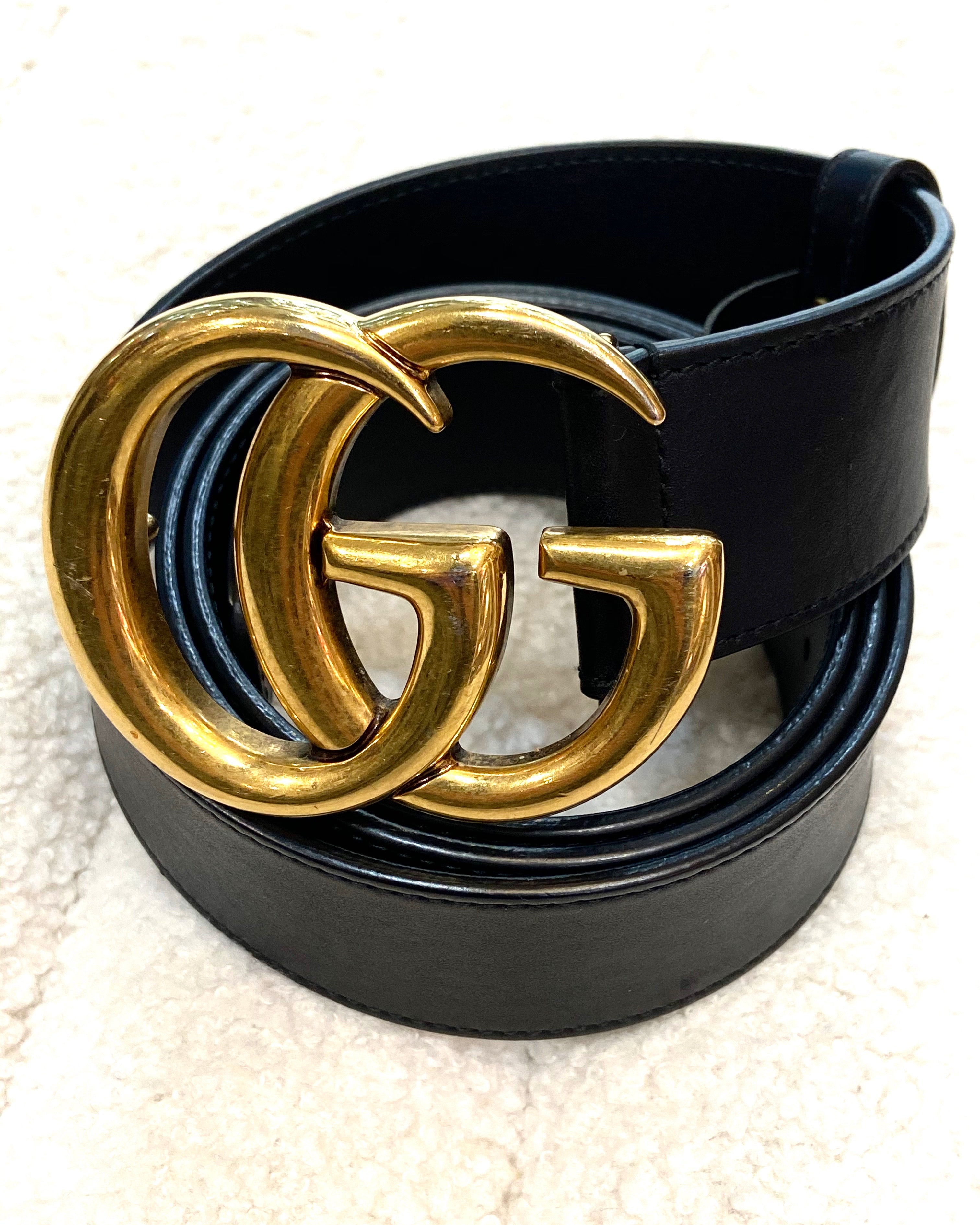 GUCCI GG MARMONT DOUBLE G CALFSKIN LEATHER BELT