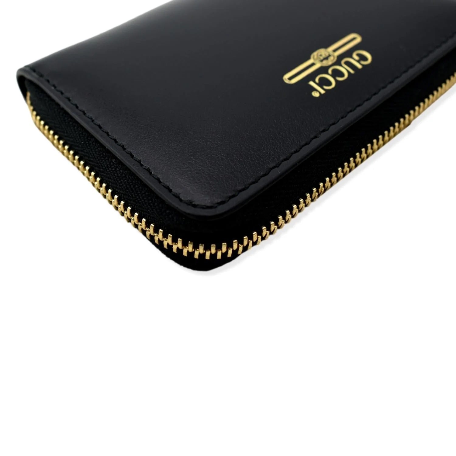GUCCI CALFSKIN LOGO ZIP AROUND WALLET
