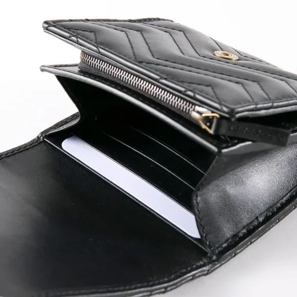 GUCCI GG MARMONT CALFSKIN LEATHER COMPACT WALLET