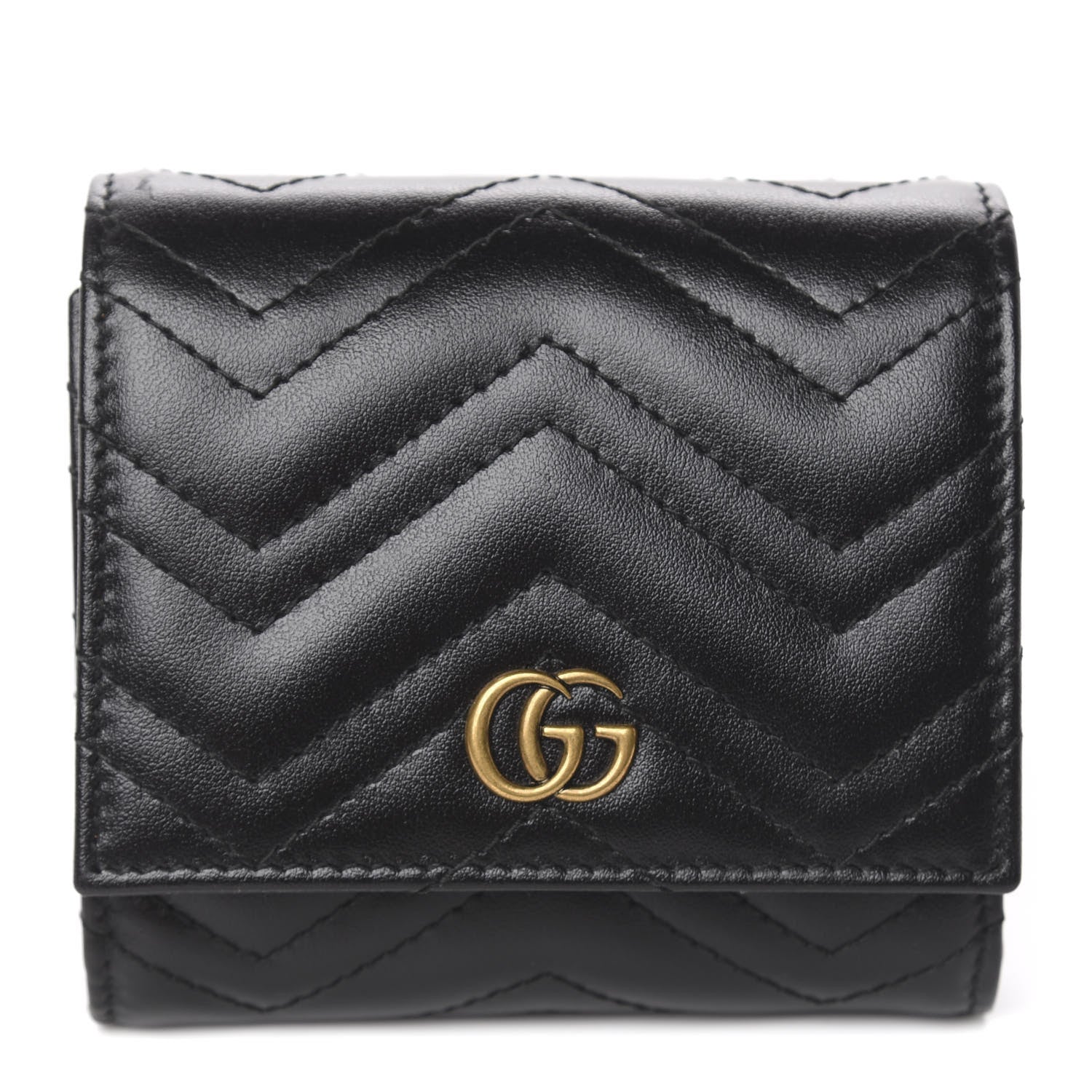 GUCCI GG MARMONT CALFSKIN LEATHER COMPACT WALLET