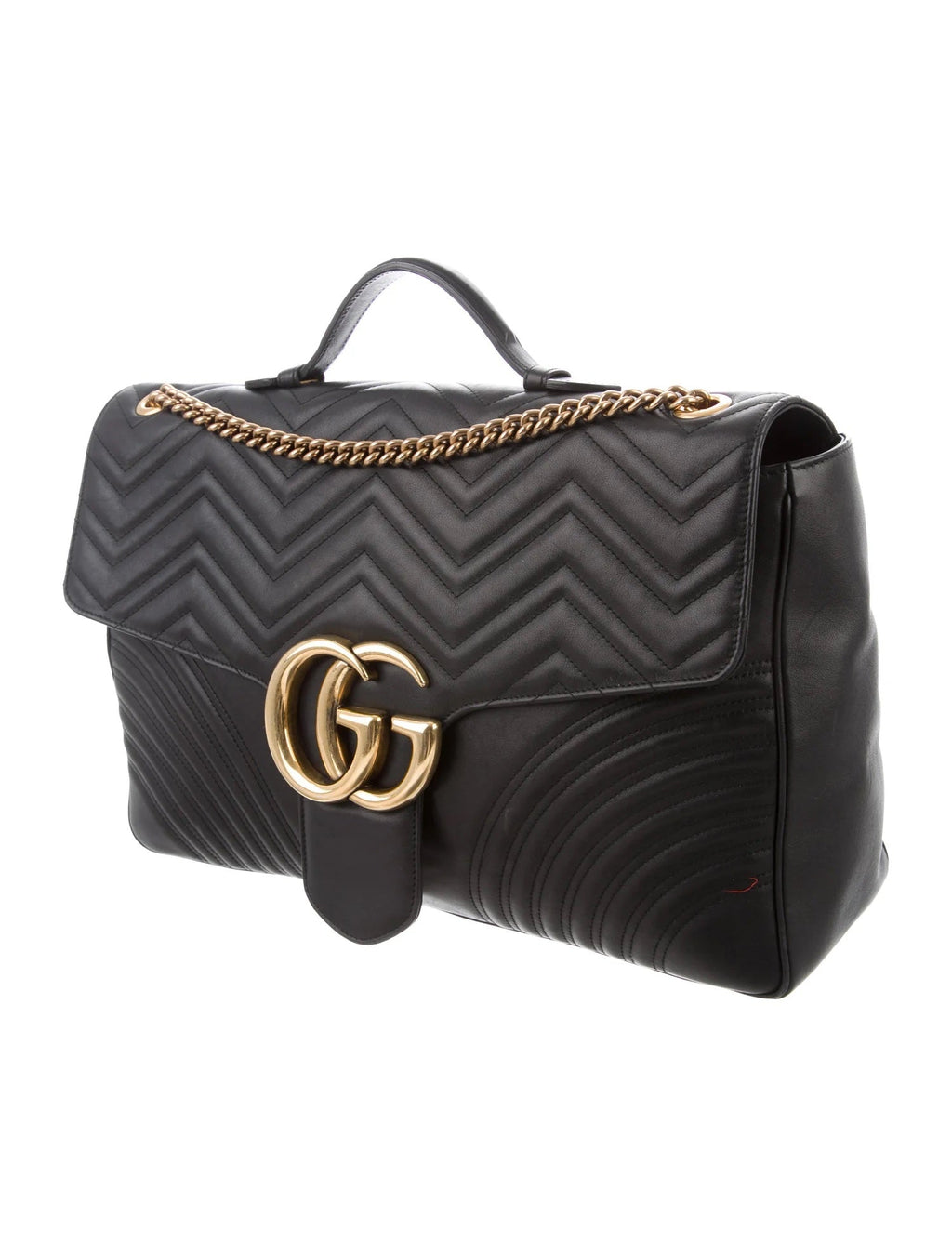 GUCCI GG MARMONT MATELASSE CALFSKIN LEATHER MAXI TOP HANDLE SHOULDER BAG