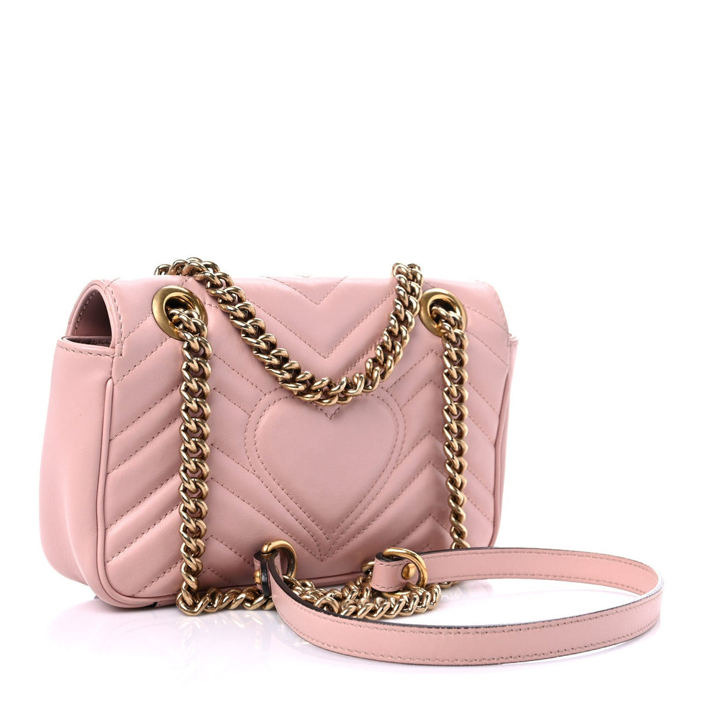 GUCCI CALFSKIN LEATHER MATELASSE MINI GG MARMONT SHOULDER BAG