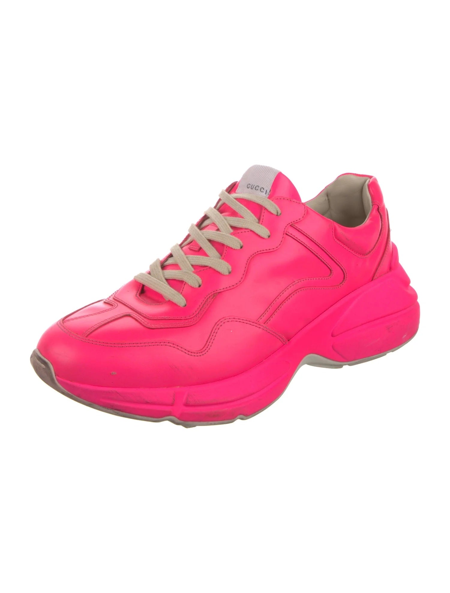 GUCCI CALFSKIN LEATHER RHYTON SNEAKERS