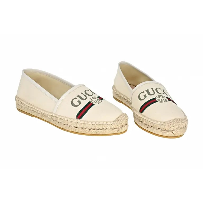 GUCCI LOGO PRINTED CANVAS ESPADRILLES