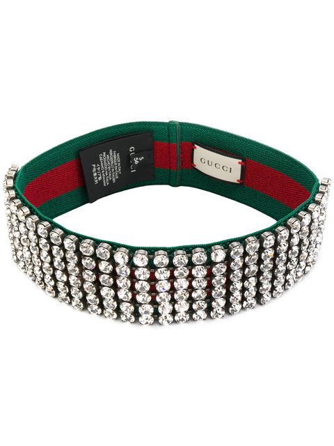 GUCCI CRYSTAL EMBELLISHED WEB HEADBAND