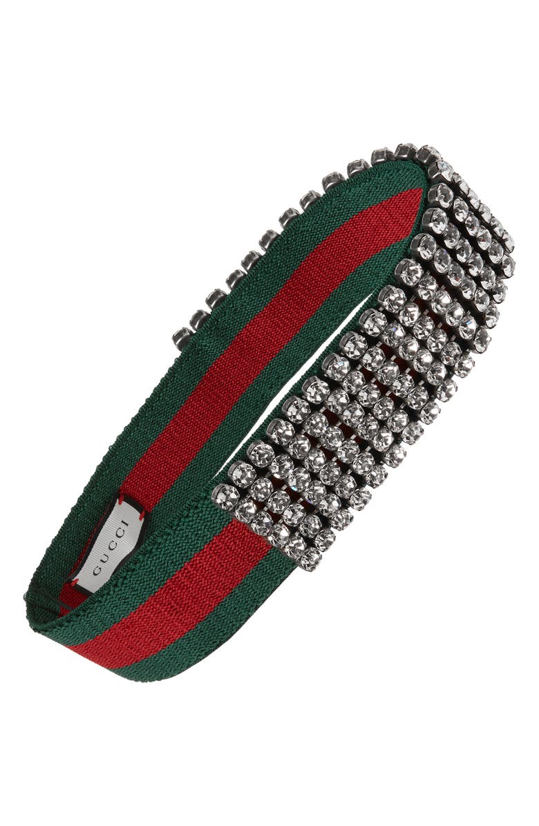 GUCCI CRYSTAL EMBELLISHED WEB HEADBAND