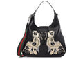 GUCCI CALFSKIN KING CHARLES SPANIEL DOGS EMBROIDERED LARGE DIONYSUS HOBO