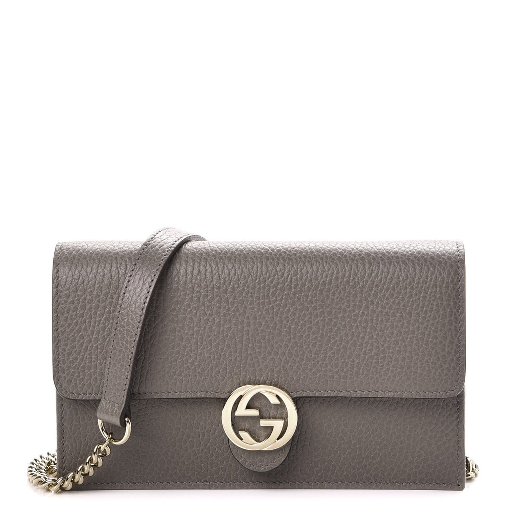 GUCCI DOLLAR CALFSKIN INTERLOCKING GG WALLET ON CHAIN
