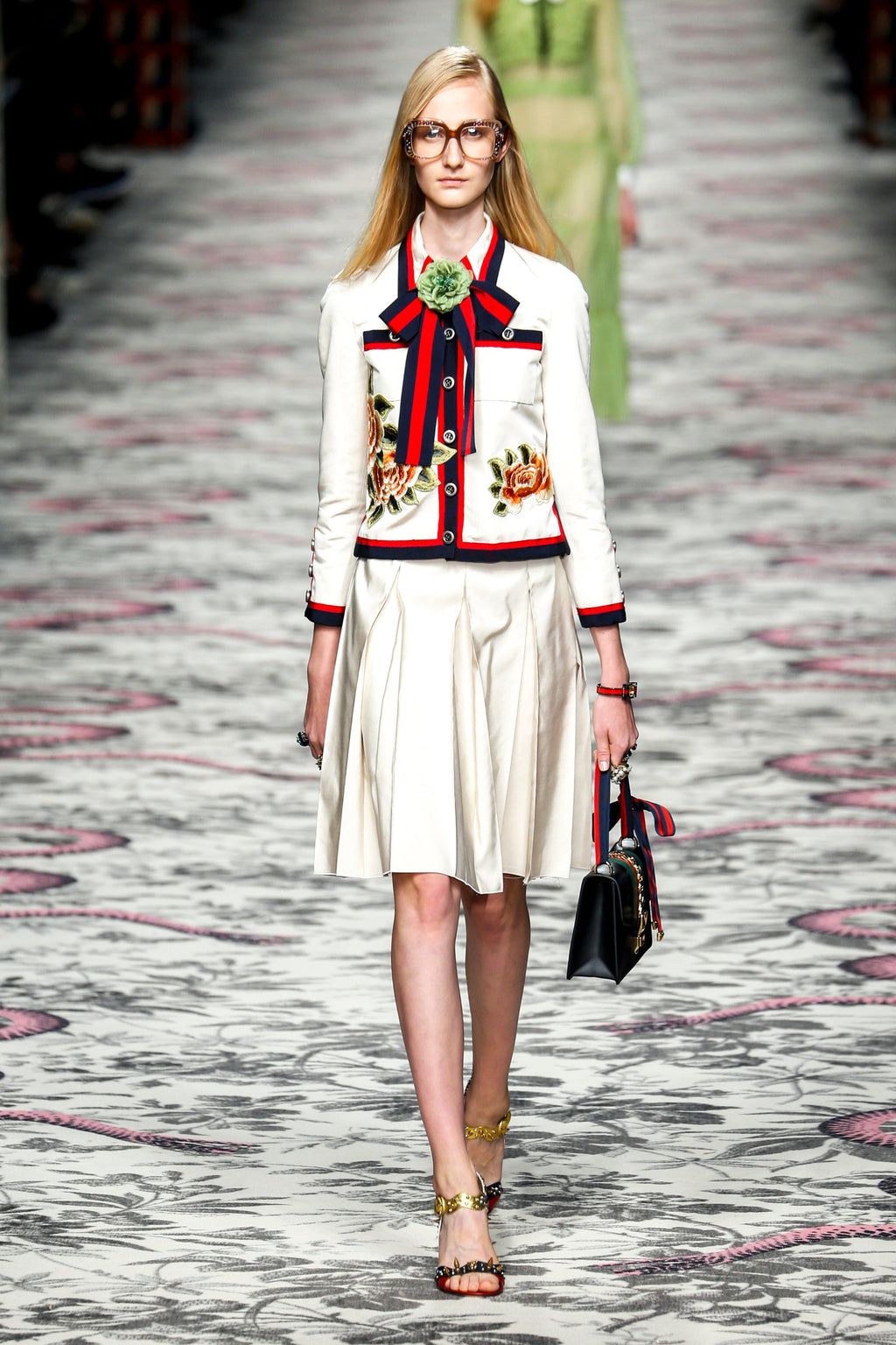 GUCCI FLORAL EMBROIDERED BLAZER AND SKIRT