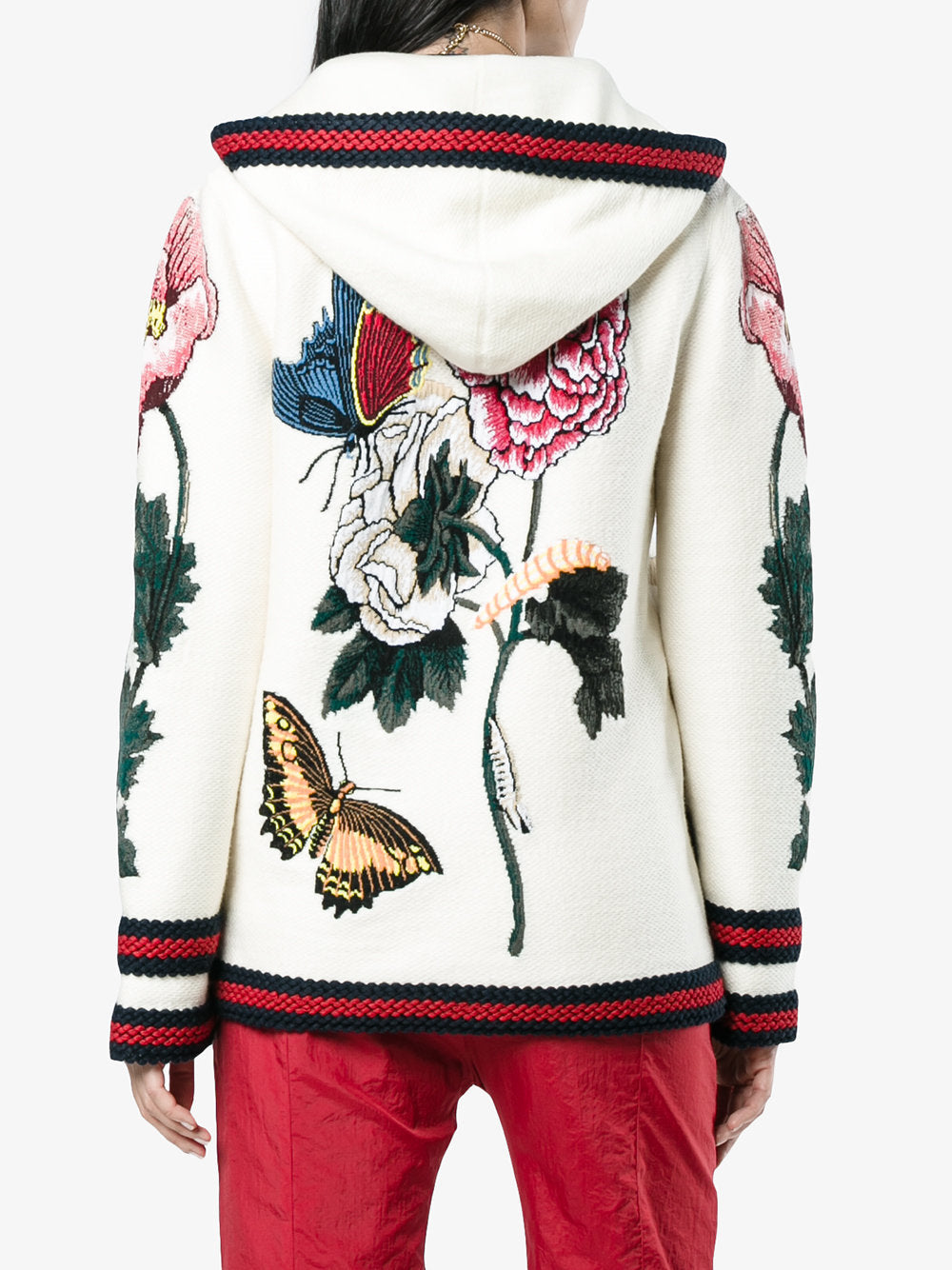 GUCCI EMBROIDERED OVERSIZED HOODED CARDIGAN