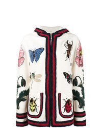 GUCCI EMBROIDERED OVERSIZED HOODED CARDIGAN