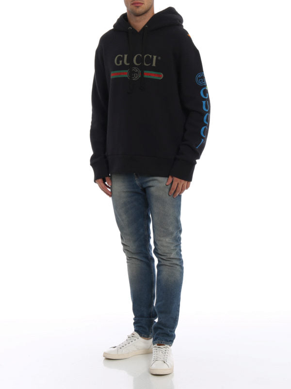 GUCCI EMBROIDERED DRAGON HOODED SWEATSHIRT