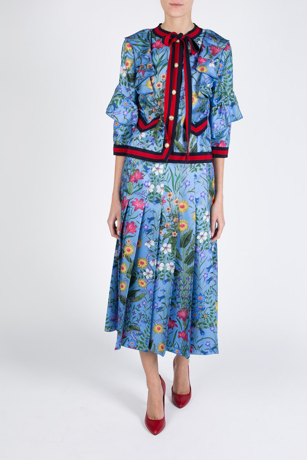 GUCCI FLORA RUFFLED SILK JACKET