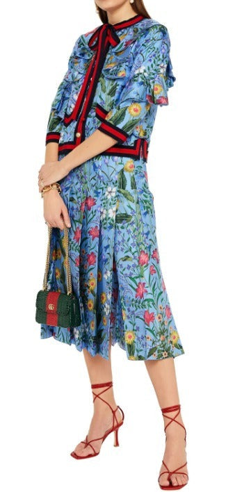 GUCCI FLORA RUFFLED SILK JACKET