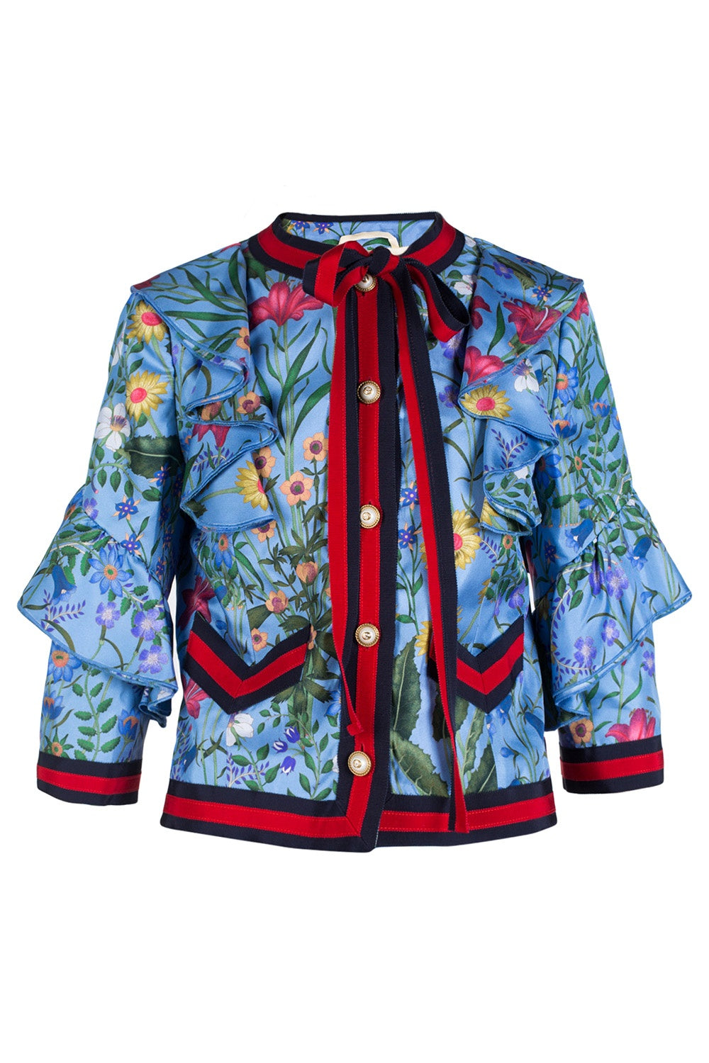 GUCCI FLORA RUFFLED SILK JACKET
