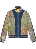 GUCCI FLORA SNAKE PRINT SILK REVERSIBLE BOMBER JACKET