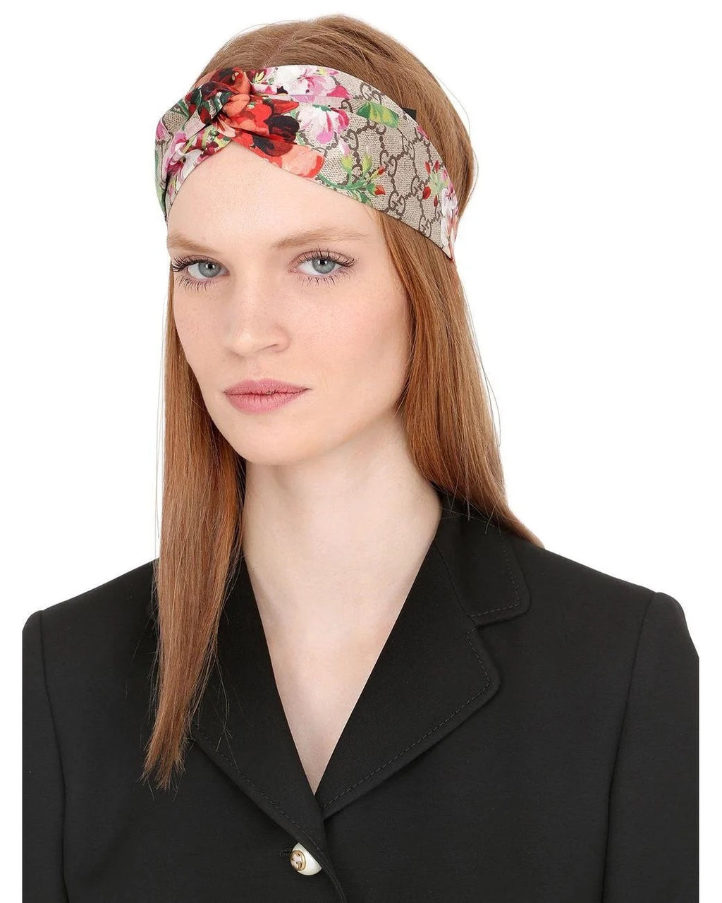 GUCCI FLORAL GG LOGO PRINT HEADBAND