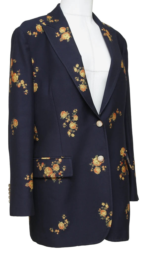 GUCCI FLORAL NAVY BLAZER JACKET