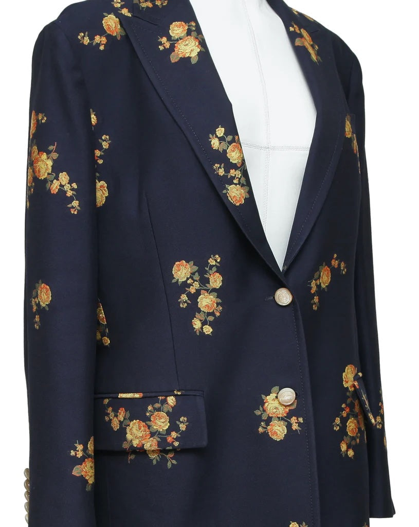 GUCCI FLORAL NAVY BLAZER JACKET