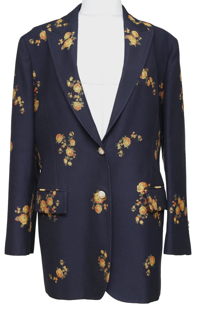 GUCCI FLORAL NAVY BLAZER JACKET