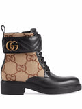 GUCCI FLORES CALFSKIN MONOGRAM MAXI GG ANKLE BOOTS