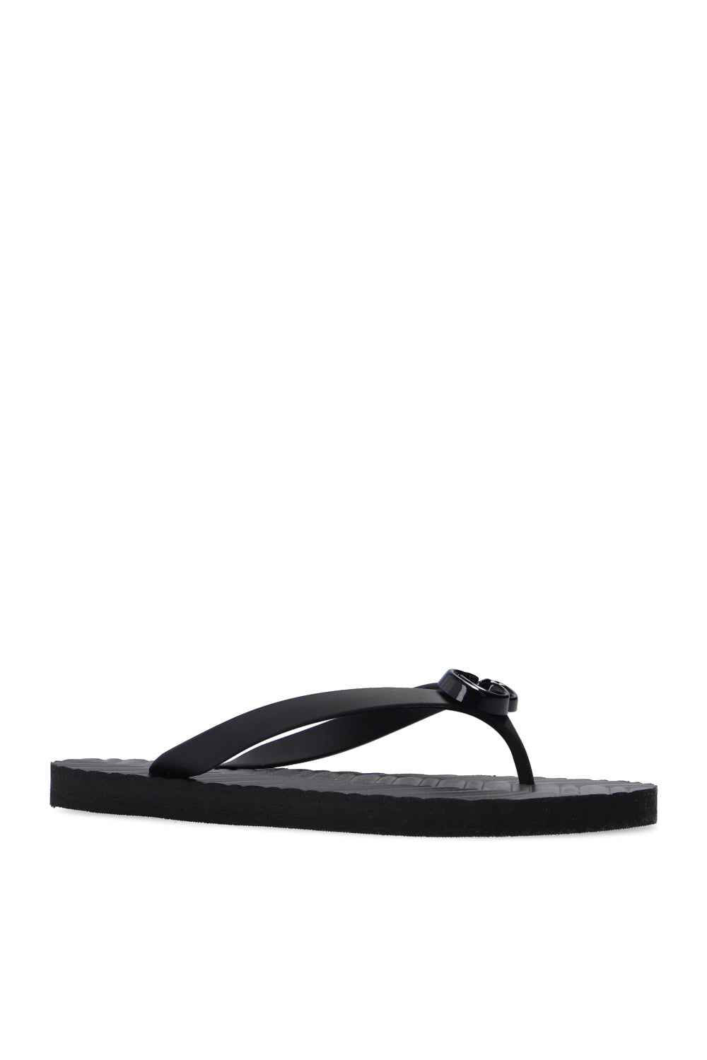GUCCI GG BLACK LOGO FLIP FLOPS