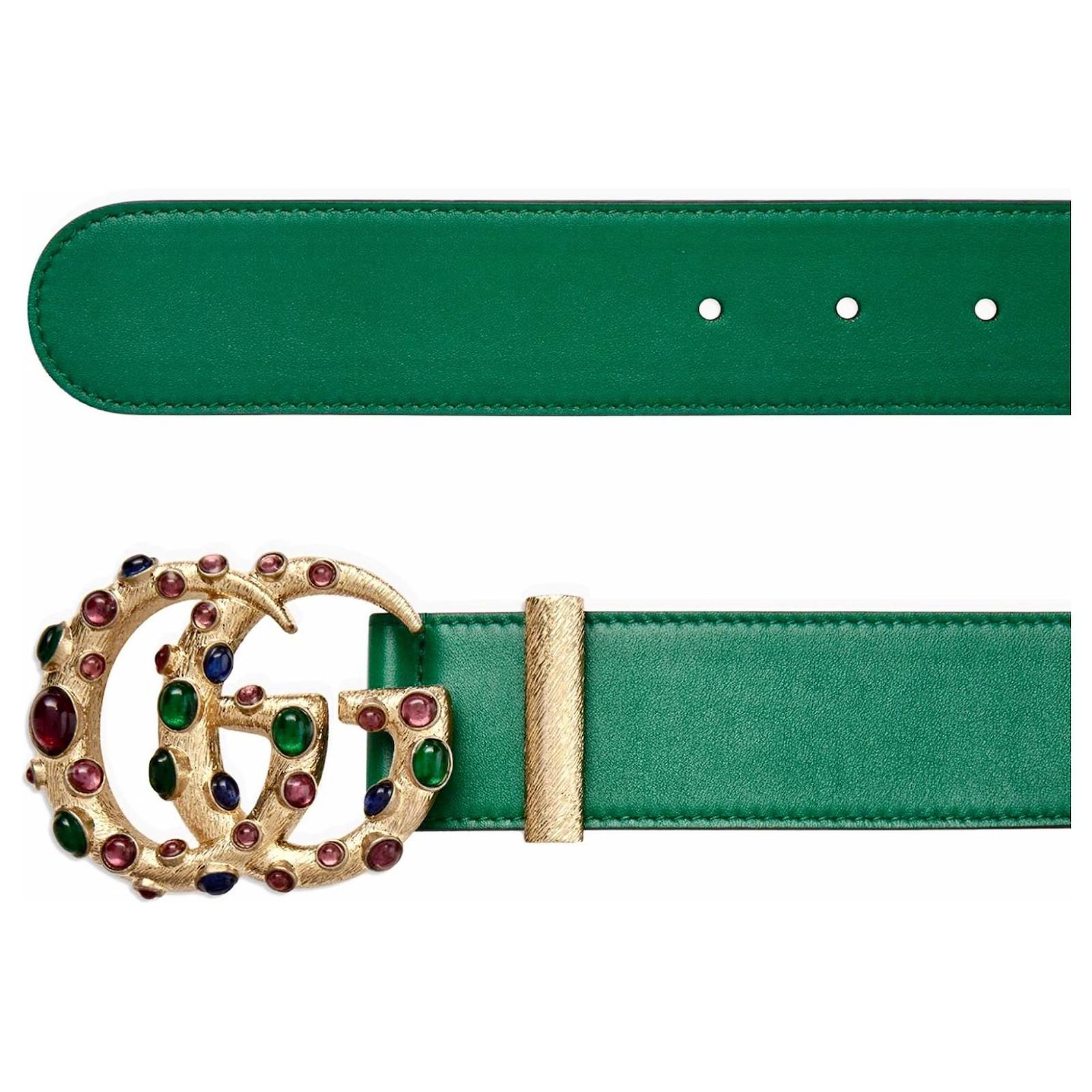 GUCCI GG POURED GLASS CALFSKIN LEATHER BELT