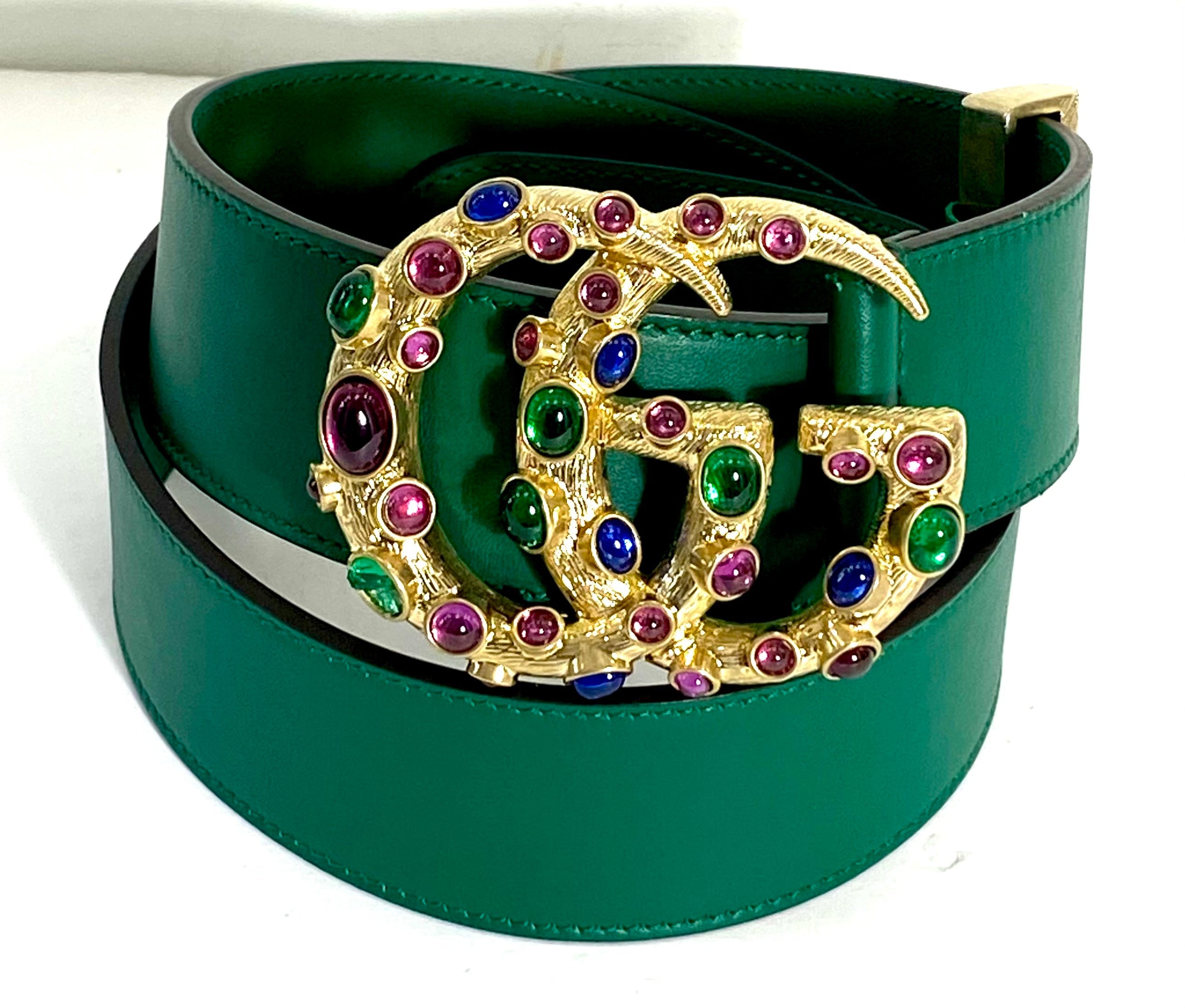 GUCCI GG POURED GLASS CALFSKIN LEATHER BELT