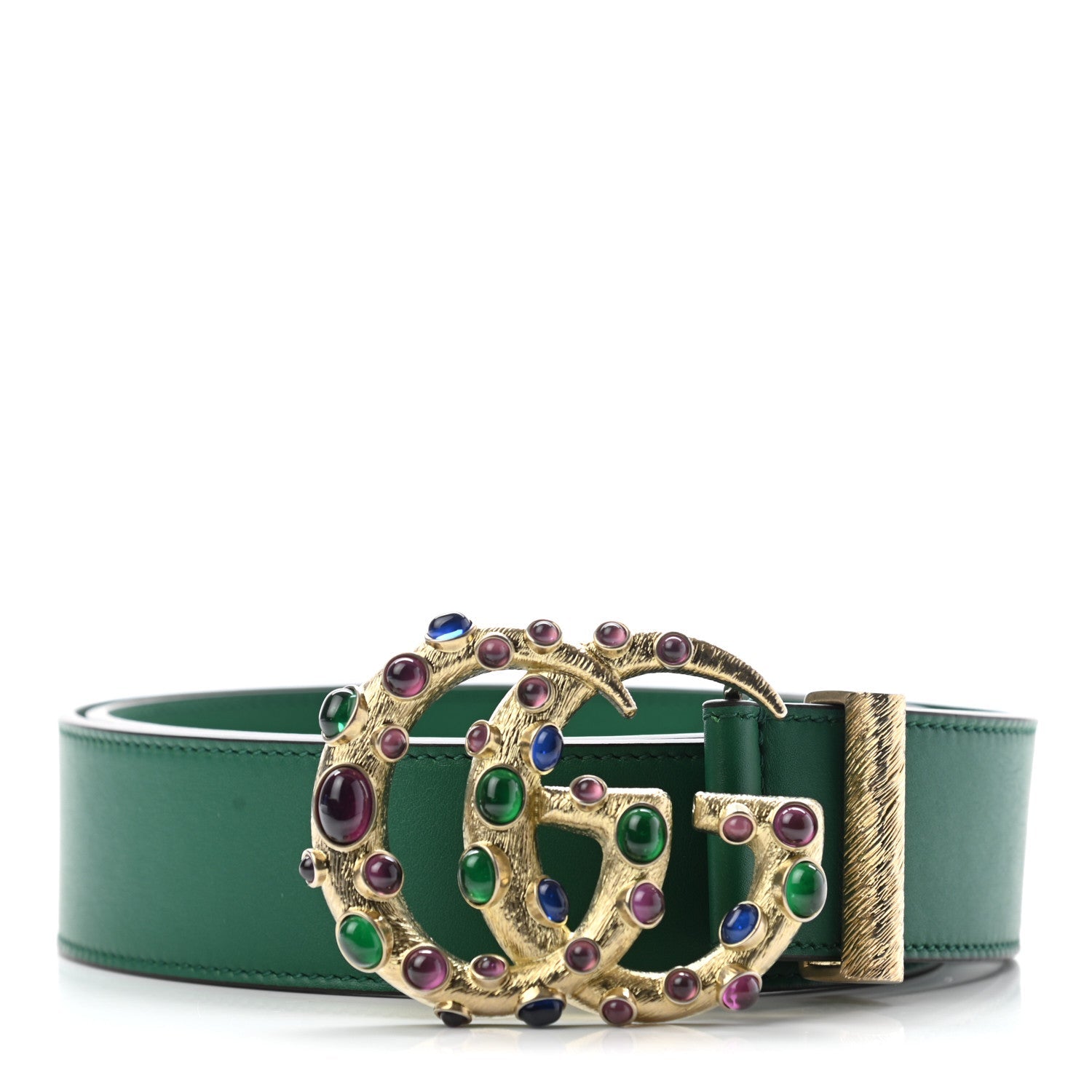 GUCCI GG POURED GLASS CALFSKIN LEATHER BELT