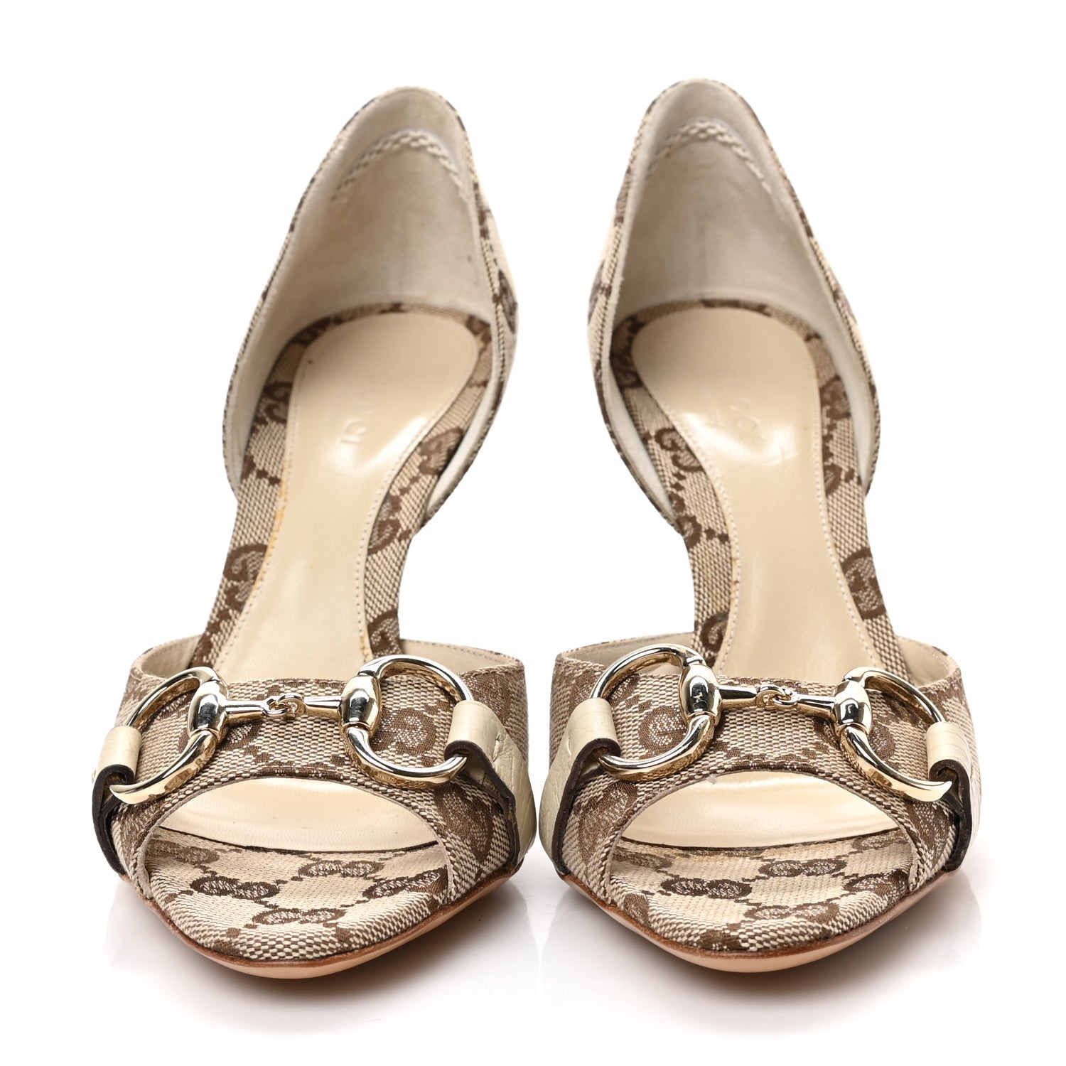 GUCCI GG HOLLYWOOD HORSEBIT D'ORSAY PEEP TOE PUMPS